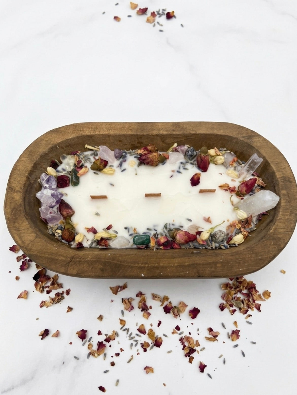 Lavender & Rose Crystal Dough Bowl Candle